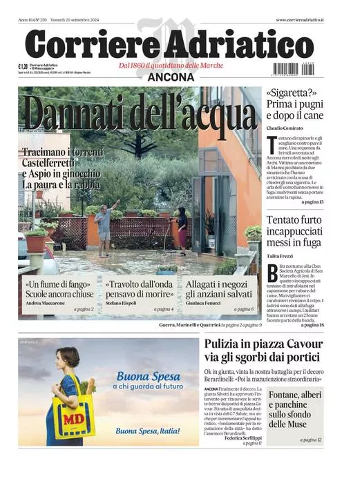 Prima-pagina-corriere adriatico-edizione-di-oggi-20-09-2024